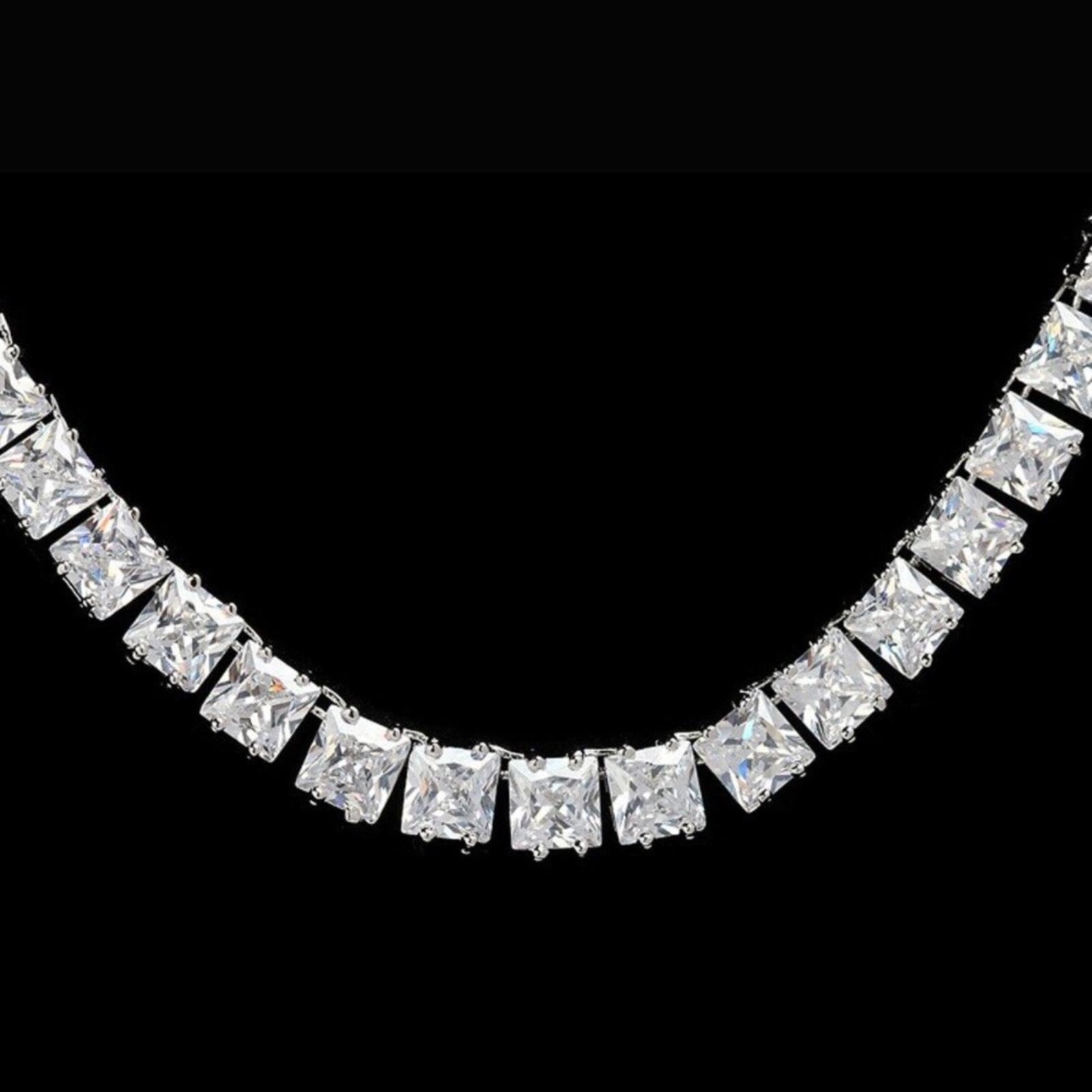 Ohrringe Und Halskette, Glänzend, Klar, Großer Quadratischer Kubikzirkon, Hochzeit, Brautschmuck Für Frauen, Ohrring-Halskette, Atemberaubendes Liebesgeschenk