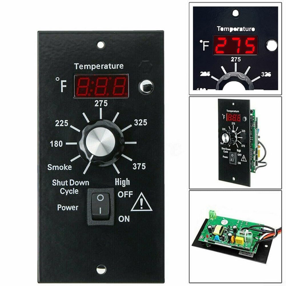 Grill Temp Controller Kit Digital Thermostat for Traeger Pellet Grill Smoker, 120V 60HZ 0-5 Smoking Modes, PID Auto Temp Control 14 * 7cm(A)
