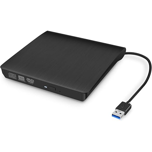 External CD/DVD Drive for Laptop, USB 3.0 Ultra-Slim Portable Burner Writer Compatible with Mac MacBook Pro/Air iMac Desktop Windows 7/8/10/XP/Vista (Black)