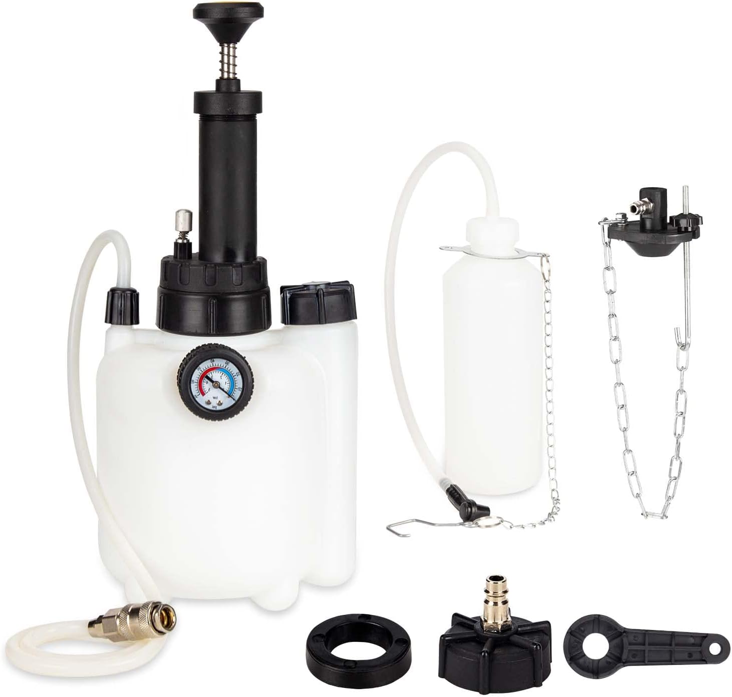 Brake Bleeding 3L Brake Bleeder Kit,Manual Brake Fluid Pressure Bleeder with 1L Brake Fluid Extractor & 2PCS Cylinder Adapter Suitable for Most European Models and ABS Systems