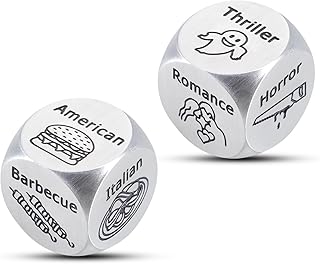 2 Pcs Anniversary for Him Her Date Night Gifts for Couples Food Movie Decision Dice Decider for Women Men Valentines Day Birthday Gifts for Boyfriend Girlfriend Dating Gift Idea