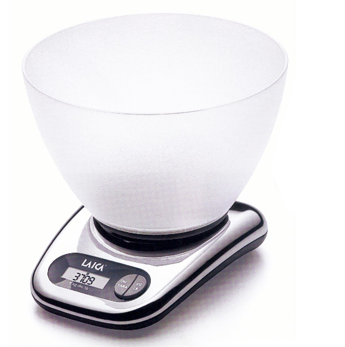 Laica BX9240 Bilancia da Cucina Elettronica, Base Cromo, Ciotola Vitrex, 5 kg, elettrica, alluminio