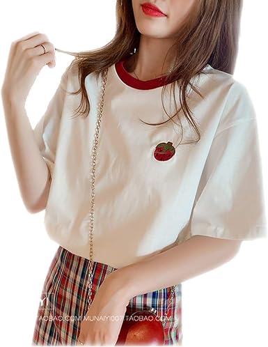 Amazon Tシャツ レディース 半袖 カットソー 綿 ゆったり 白 かわいい 日系 学生 Tシャツ カットソー 通販 Amazon Tシャツ レディース 半袖 カットソー 綿 ゆったり 白 かわいい 日系 学生 Tシャツ カットソー 通販