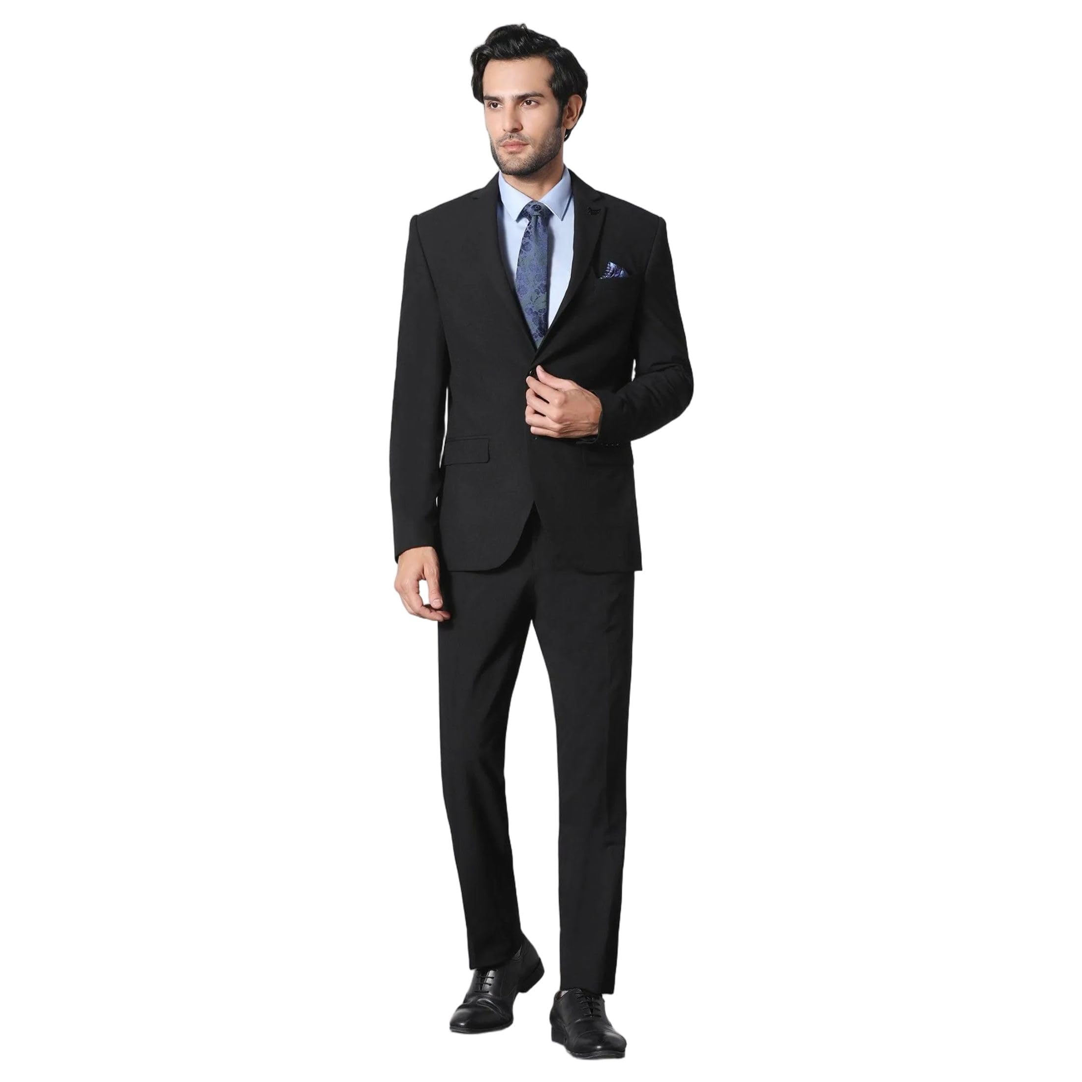 blackberrys Men's Slim Fit Solid Black Two Piece Suits-picture-16