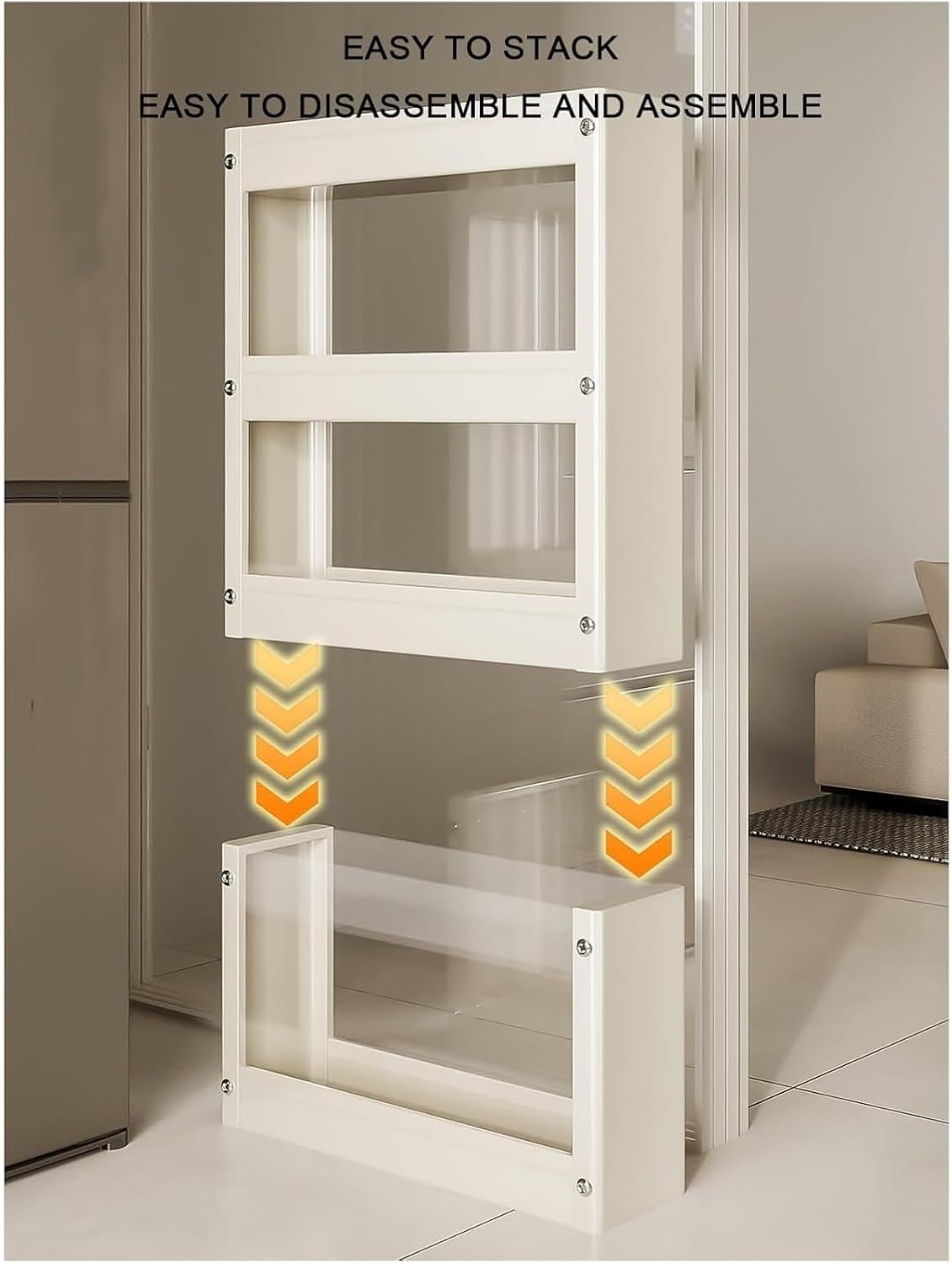 Utility Slim Storage Cart, Next To Fridge Spice Rack With Wheels For Kitchen, Laundry, Narrow Places, Mobile Shelving(9x40x70cm)