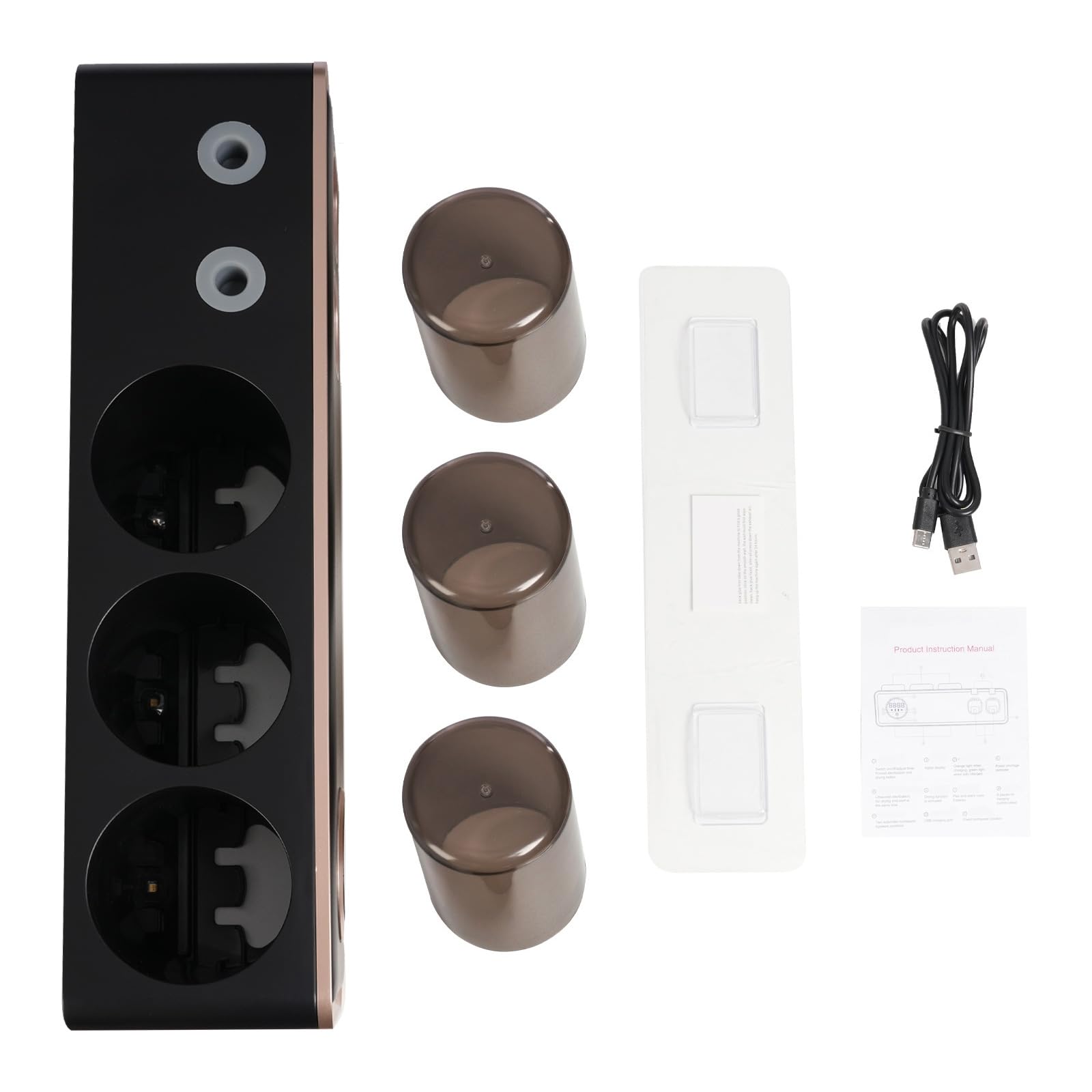 Dispensador de pasta de dientes automática UV para cepillos de dientes de pared con pantalla LED USB, batería para cepillo de dientes eléctrico para cocina, cuarto de baño, hotel (negro)
