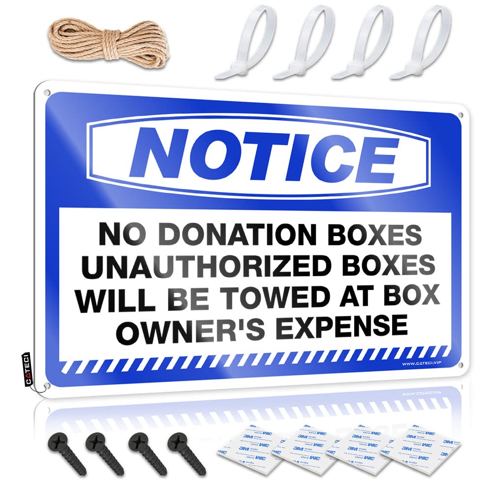 Sign Anniversary Waterproof Artwork, Western Retro Print For Cafe Pub Standing | Door Pre-drilled Custom Notice No Donation Boxes Unauthorized Boxes Will Be Towed At Box Owner's(30X40CM)