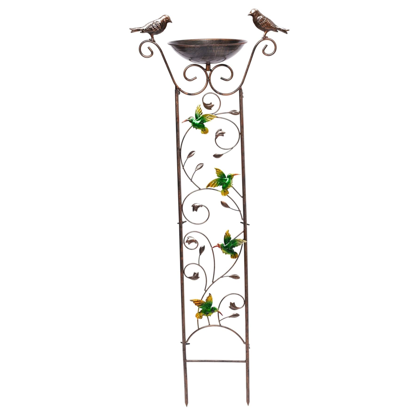 Baño de pájaros con enrejado de jardín 2 en 1 alimentador de agua de pájaros de metal desmontable dispensador de agua de pájaro libre alimentador retro de pájaros en al aire libre docoraciones de jar