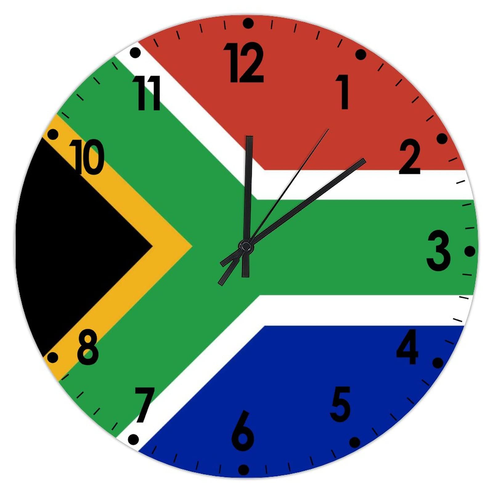 Higoss South Africa Wall Clock Flag Round Clock 10 Inch, Silent Non-Ticking Clock, Battery Operated Accurate Pvc Wall Clock Decorations For Farmhouse Home Office