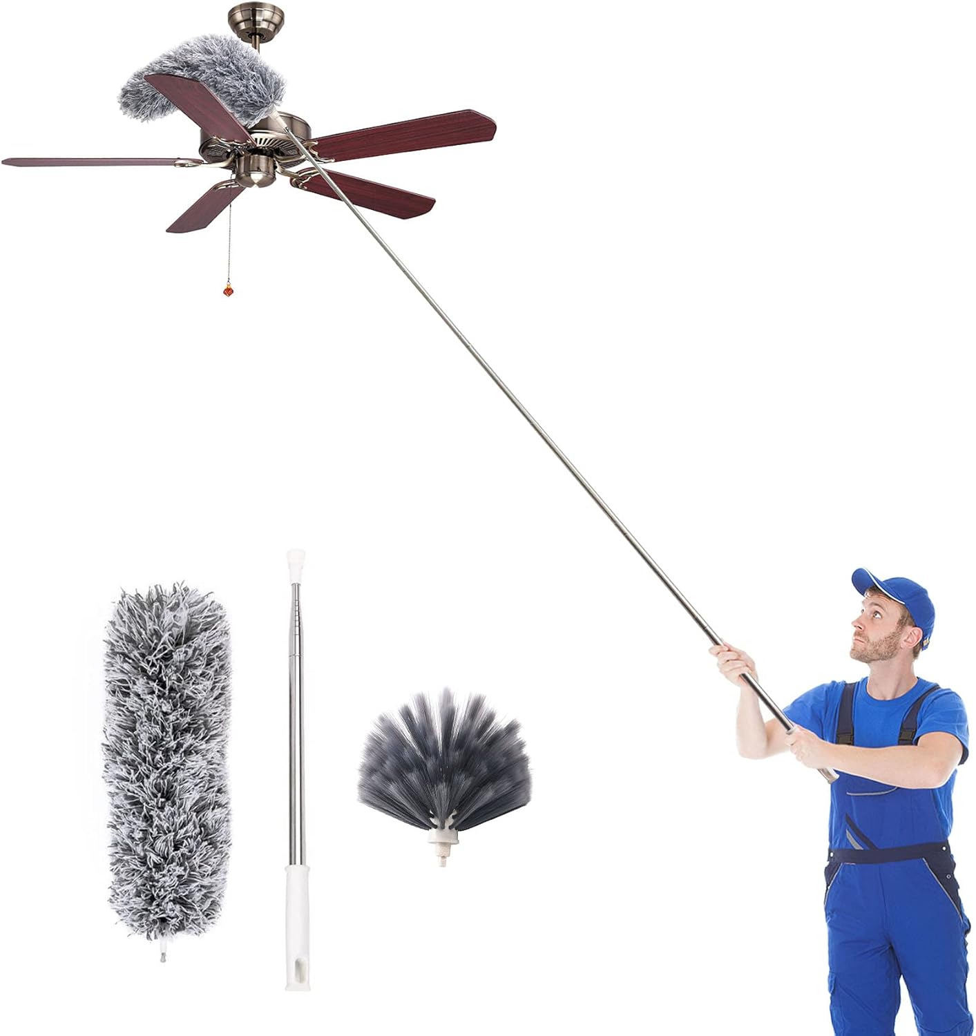 Uwilowe Microfiber Duster with Extension Pole 30 to 100