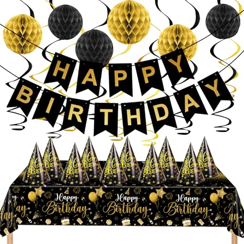 Save 50% on Black & Gold Birthday Decorations Set
