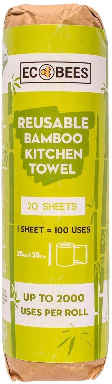 Bamboo Kitchen Roll Reusable | Thick | More Absorbent | Machine Wash | Strong Kitchen Roll | No Plastic Packaging | Biodegradable Bamboo Paper Towels | 100% Eco Friendly Product