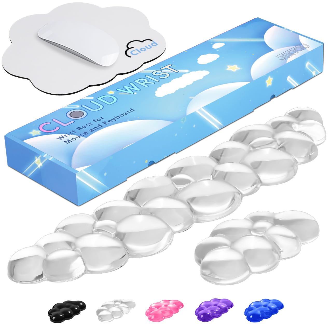 JIKIOU Clear Gel Wrist Rest for Keyboard and Mouse Cool Silicone Mouse Wrist Rest Set Cute Ergonomic Wrist
