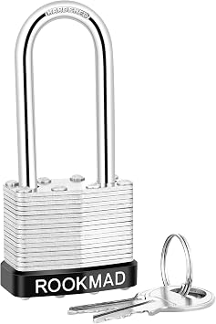 Keyed Padlocks, Laminated Steel Padlock, Keyed Alike Locks with Same Keys, Long Shackle, PE Plastic Hoop, This Pad Lock with Eco-Friendly Materials, 5 Pack