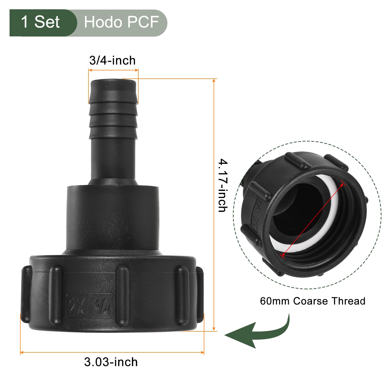 YOKIVE IBC Tank Hose Fitting, Plastic Barbed Hose Connector Adapter with Hose Clamp Washer, for Transporting Water (Black - Image 2