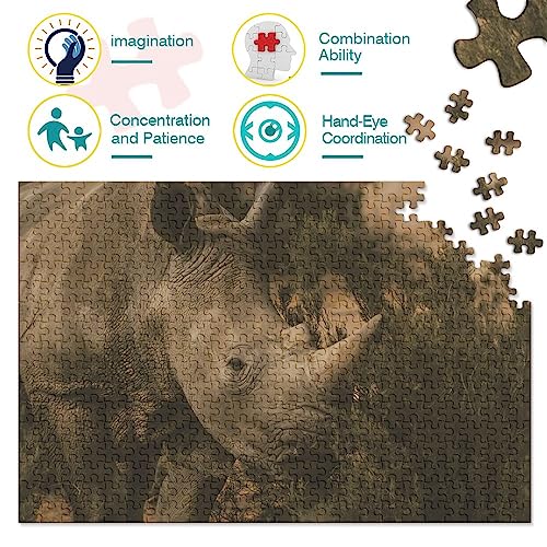 Puzzle de rinocerontes de 500 piezas de 52x38 cm, pintura de animales para montaje 3