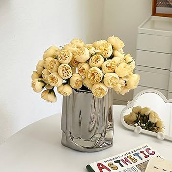 Amazon.com: Ceramic Flower Vase, Crinkle Paper Shape, Silver