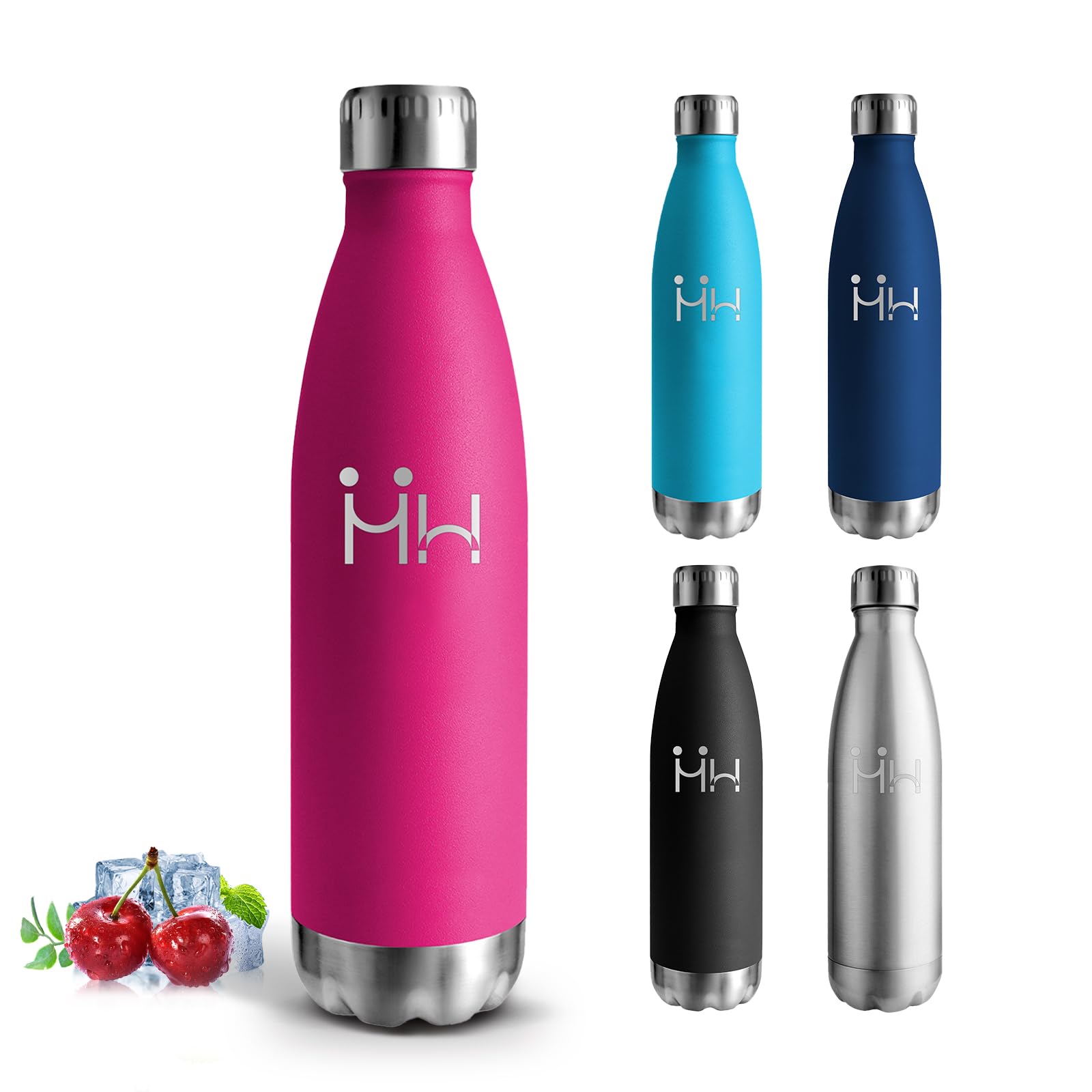 Mujigaga Thermal Water Bottle - 500ml - Children's Water Bottle, BPA Free, Stainless Steel Water Bottles, Leakless, Thermal Bottles, 18/8 Stainless Steel, for School, Camping, Pilates, Office