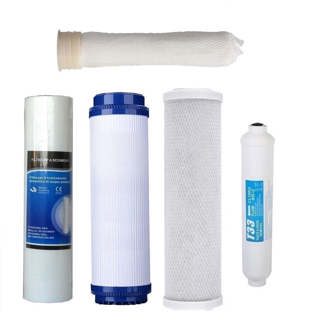 Kit 4 filtri + Membrana Ultra Filtrazione depuratore acqua | Ricambi filtri stadi domestico acqua potabile rubinetto casa