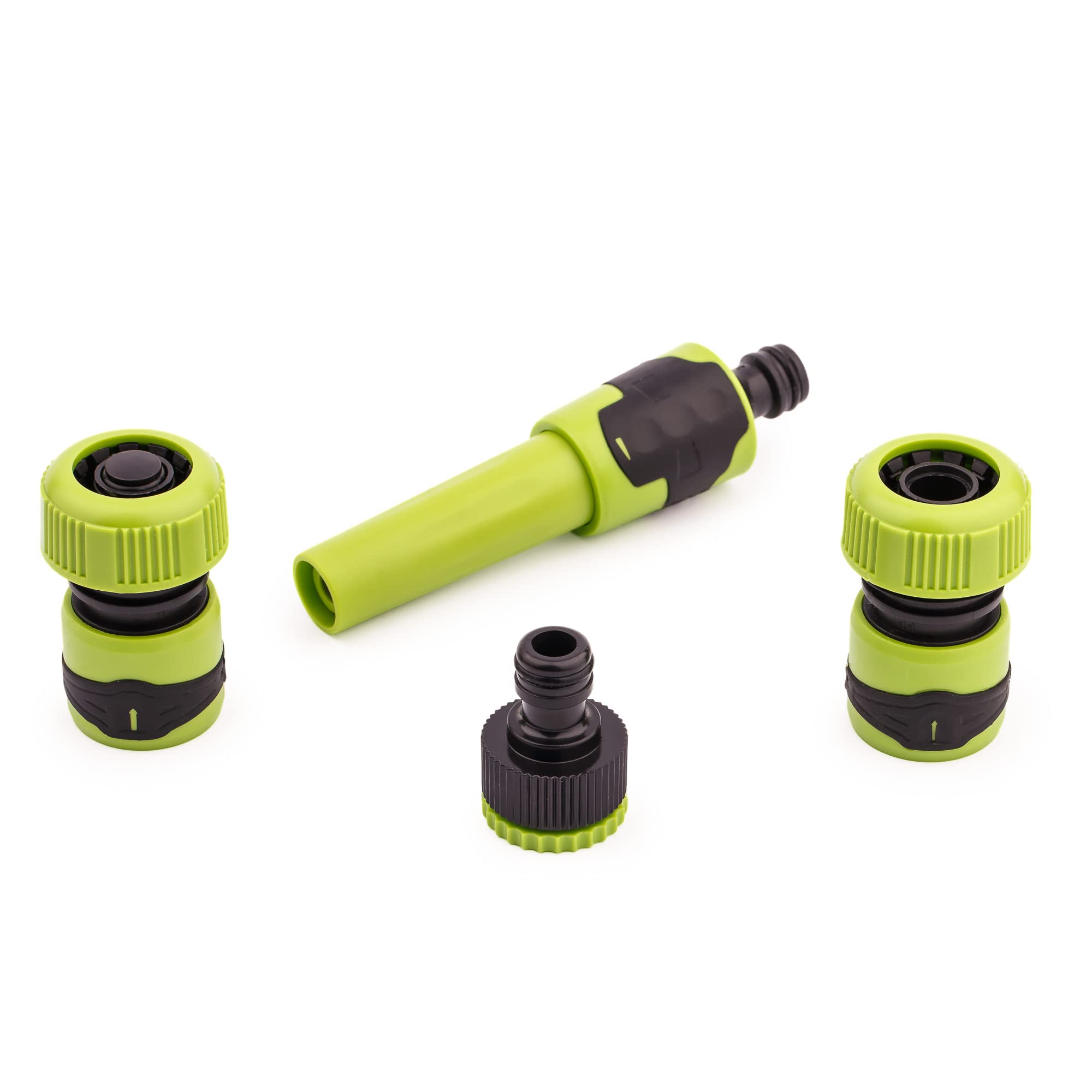 MIVOS Podstawowe wyposażenie z elementami łączącymi węża 3/4" (20 mm) - 4 sztuki - Zestaw nawadniania z dyszą natryskową - 2 x złącze węża - zestaw startowy do podlewania