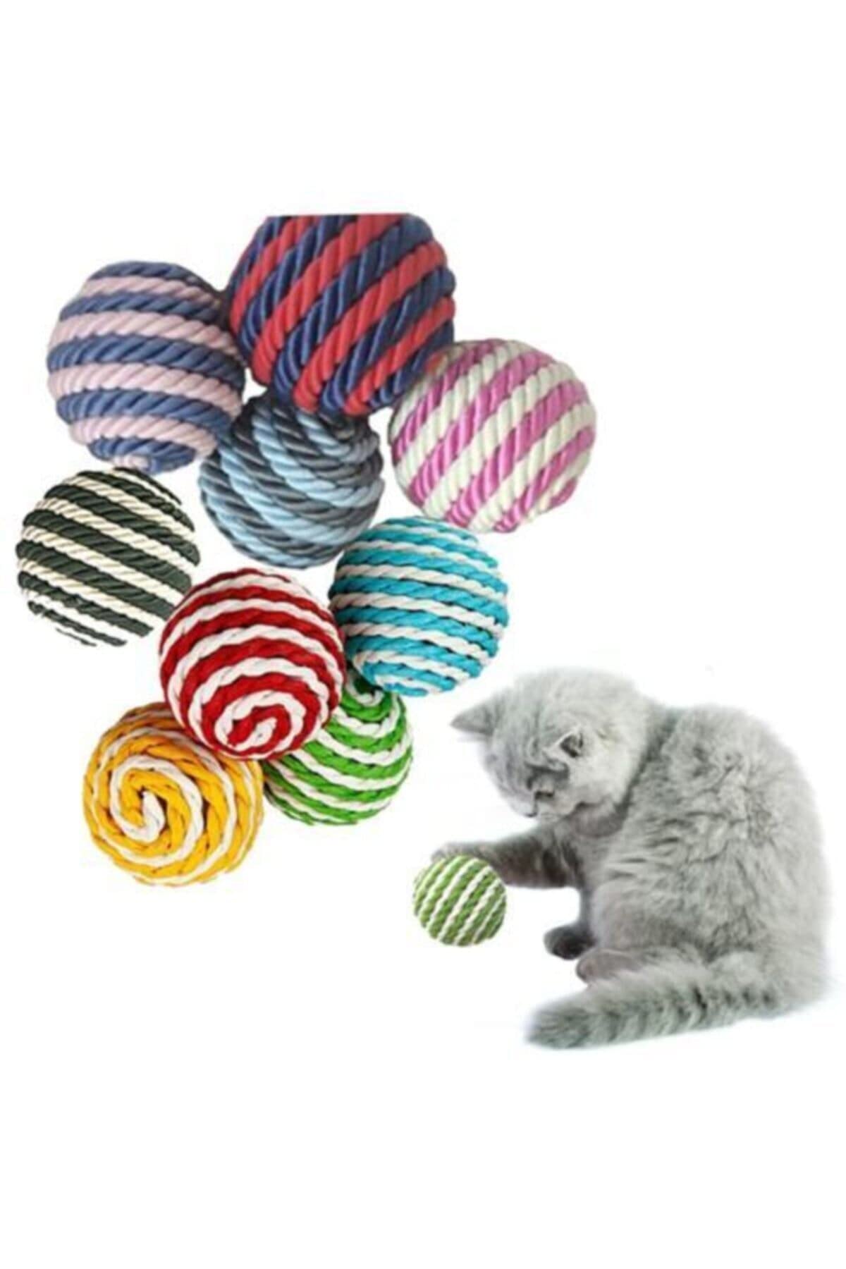 TİNEKE İp Sarma Renkli Kedi Oyun Topu 4 Cm Kedi Oyuncağı (1 Adet)
