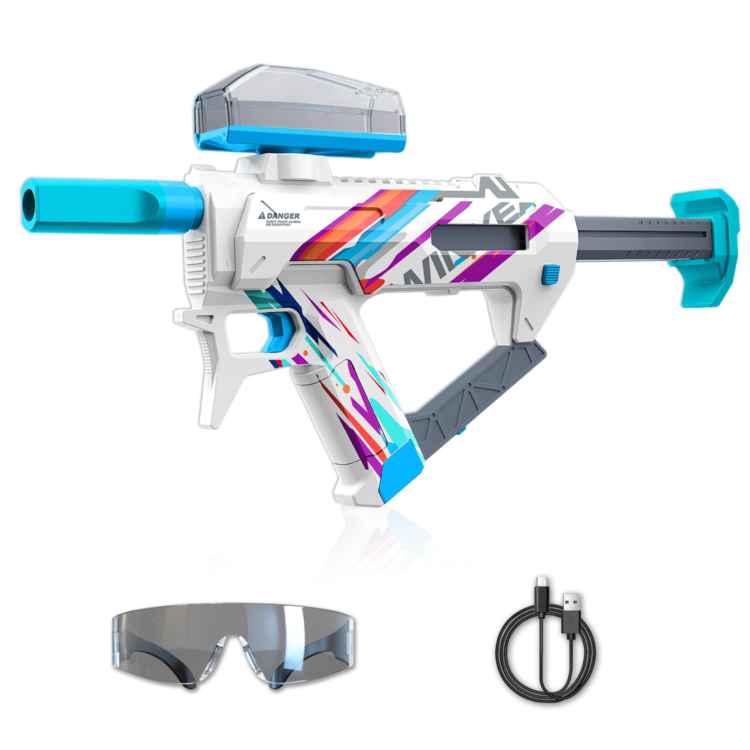 Electric Crystal Splatter, Automatic Splatter Ball Blaster with Adjustable Shooting Power,400 Round Hopper with Rechargeable Battery,Outside