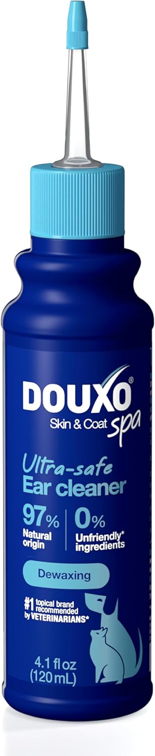 DOUXO® Skin & Coat SPA – Ultra-Safe Dewaxing Ear Cleaner for Dogs and Cats, 4.1 fl oz, Safely Cleans and Dewaxes The Ear, Skin-Friendly Formula