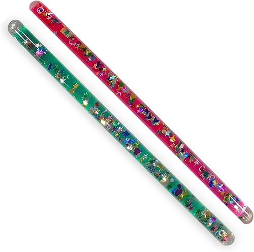 Miniatura 8 de Varita con brillantina, tubo de varita mágica maravillosa, para niños, dos accesorios de disfraz de Halloween de 11 pulgadas (morado, verde)