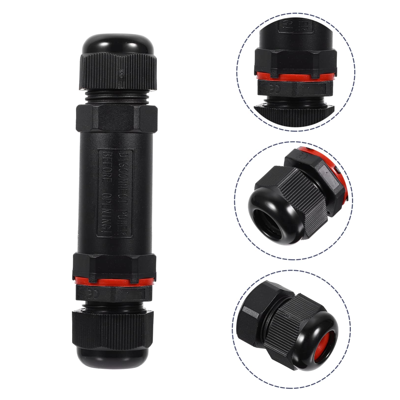iplusmile 3 Juegos Conector Empalme De Alambre Prensaestopas Wire Connector Empalmes Cables Electricos Estancos Manguito De Conexión Adaptador De Cable Nylon Black 4 Uds * 3