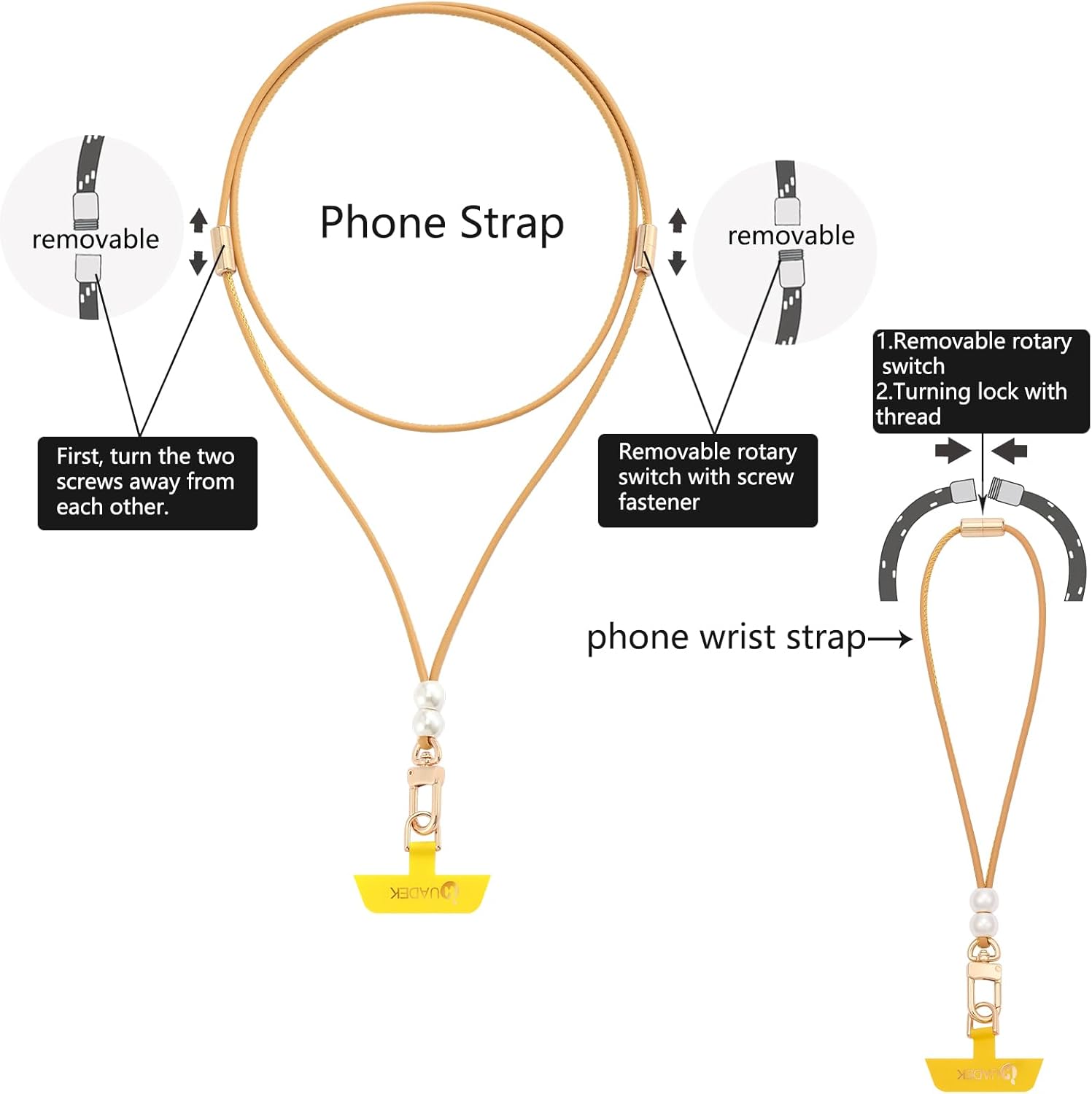 leather phone strap-leather phone wrist strap 2-in-1 Dual-purpose removable - Image 4