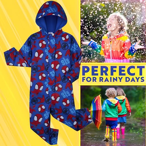 Marvel Spidey Rain Suit for Boys Toddlers Waterproof Hooded Fleece Lined Kids Rain Gear Waterproof Coveralls Gifts for Kids2