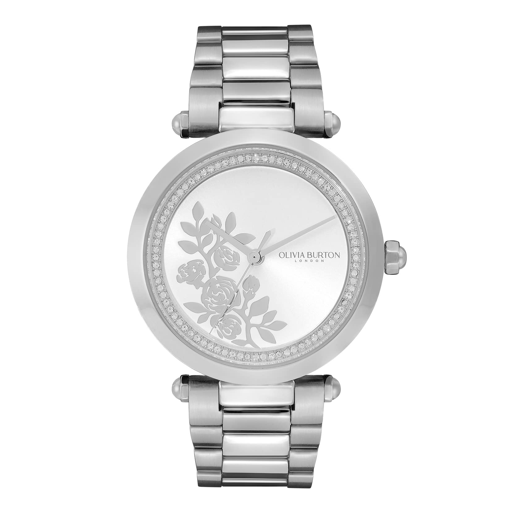 Olivia burton Tbar Floral Qtz Basic White & Stone Round Dial Womens Watch|Stainless Steel Material|Silver Color Band - 24000042 (B0BWRMSZML) Amazon Price History, Amazon Price Tracker