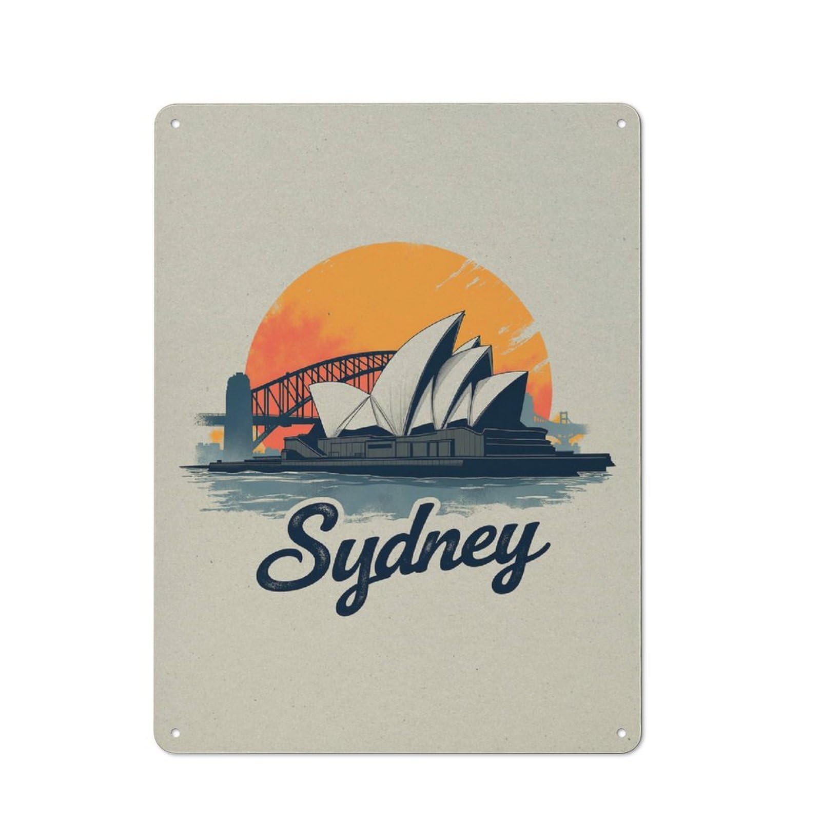 Junmoney Sydney Opera House And Harbour Bridge Kitchen Metal Sign With Design 40X30cm, Cosy Kitchen Wall Decor For Bakery, Diner, Cafe Or Family Room