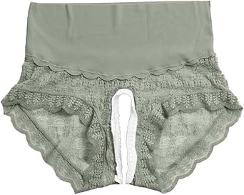 Slutty Naughty Sexy Panties See Through Sheer Underwear Cute C Section Underpants Breathable Crotchless Hipsters Lace