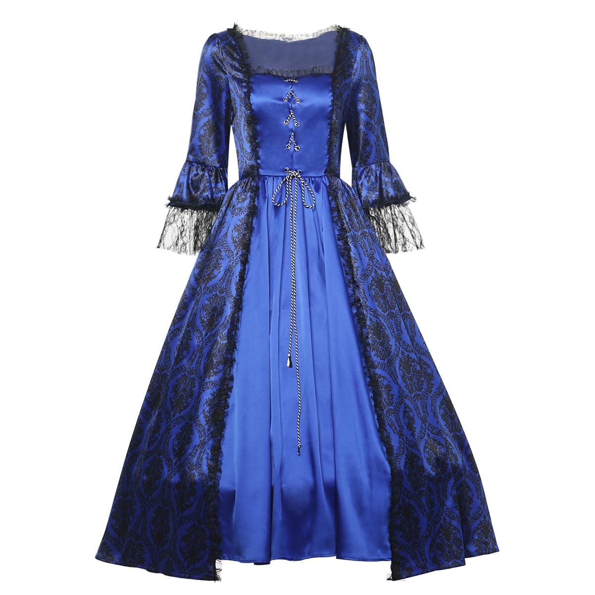 CAMDOM Robe Victorienne Médiévale pour Femme Gothique de Soirée Cocktail Elegante Lolita Party Swinging avec Jupon