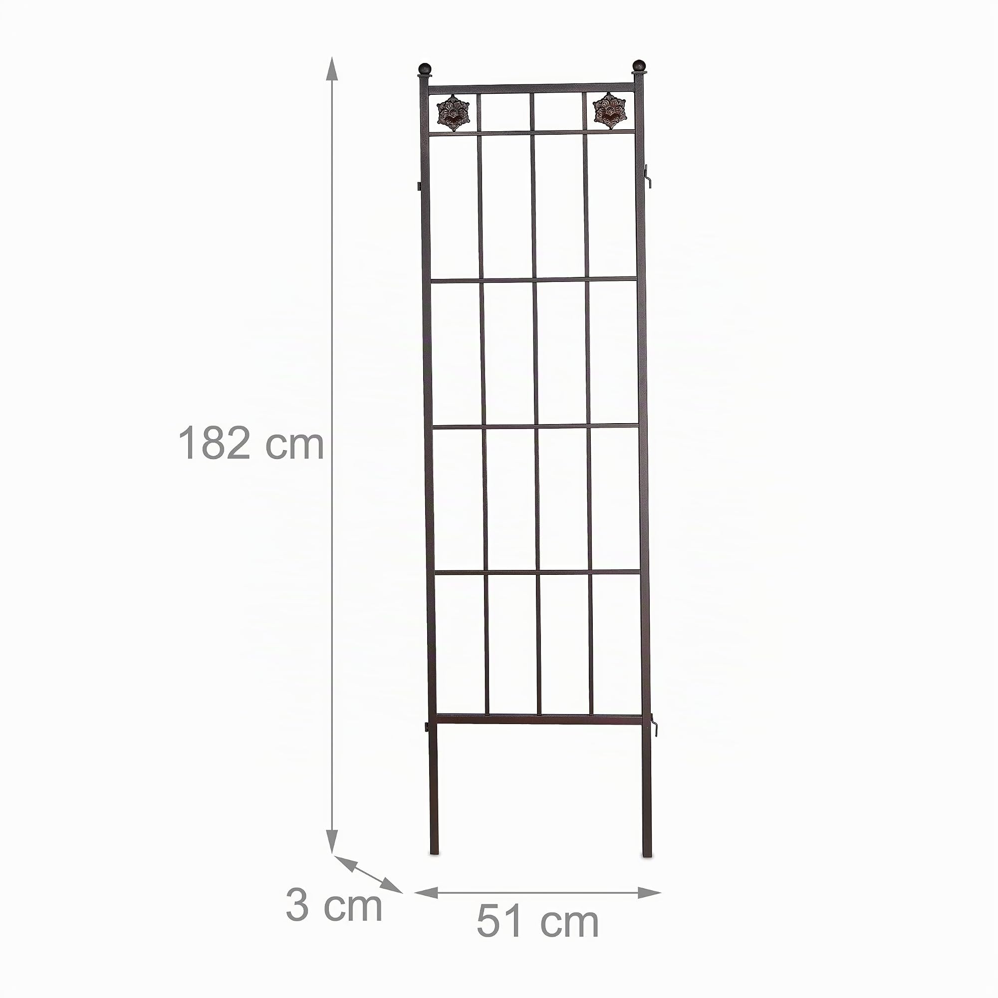 Relaxdays Rankgitter Metall, 2er Set, Rankhilfe für Kletterpflanzen, zum Stecken, Rankspalier HxB: 182 x 51 cm, braun