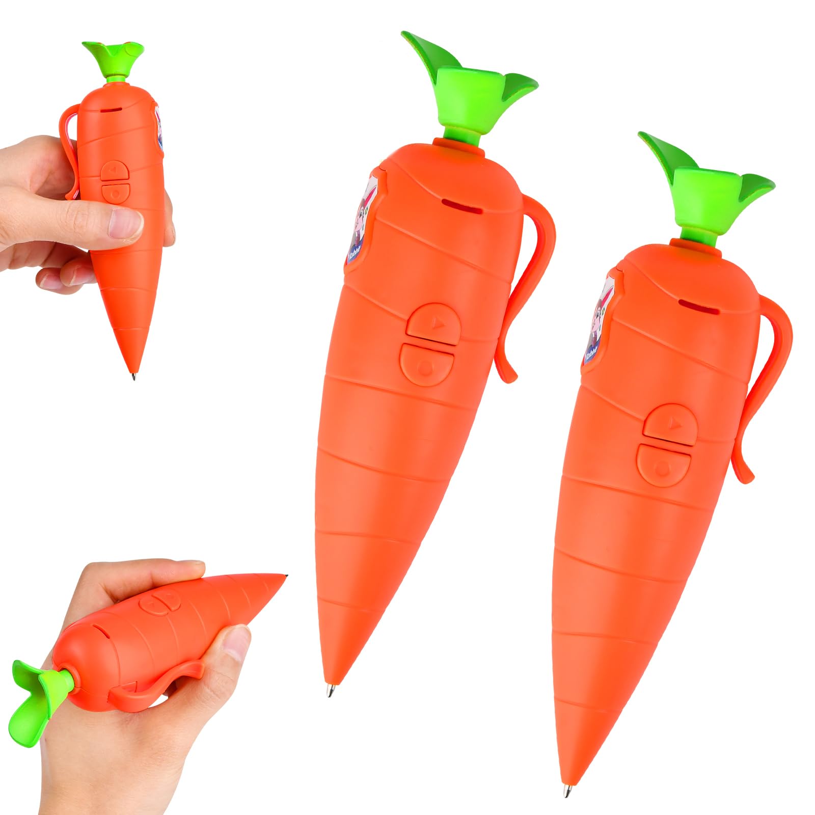 2PC Carrot Recorder Pen Toy, Carrot Digital Voice Record, 60 Second Carrots Pen Recorder, Carrots Dictaphone Voice Recorder & Writing Ballpoint Pens, Fun & Creative Gift for Kids Students Teachers