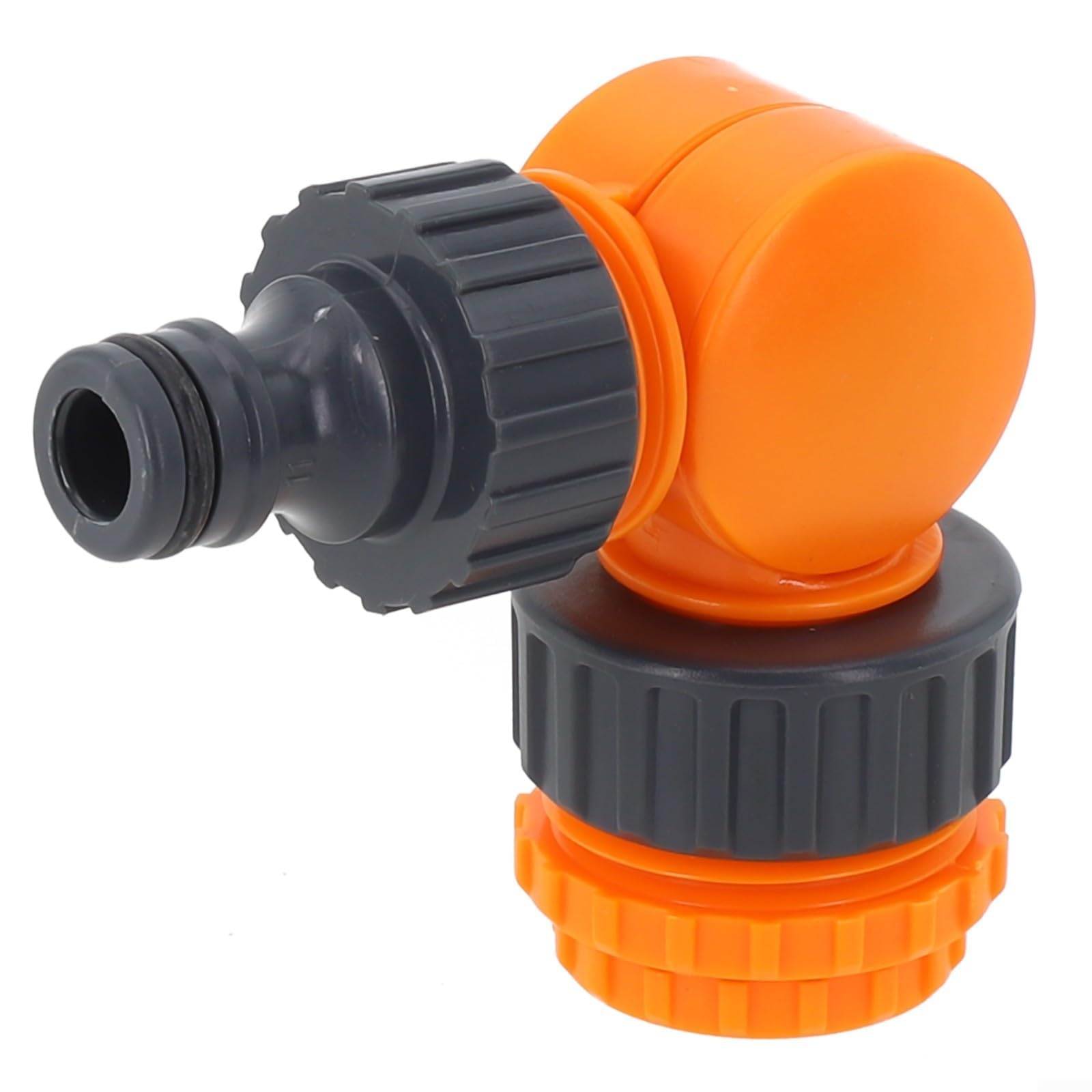 Angled Hose Connector for 1/2 Inch Garden Hose Reel Cart, Click-Lock Quick Connect Fitting Prevents Kinking, Compatible with Standard Hoses, Grey