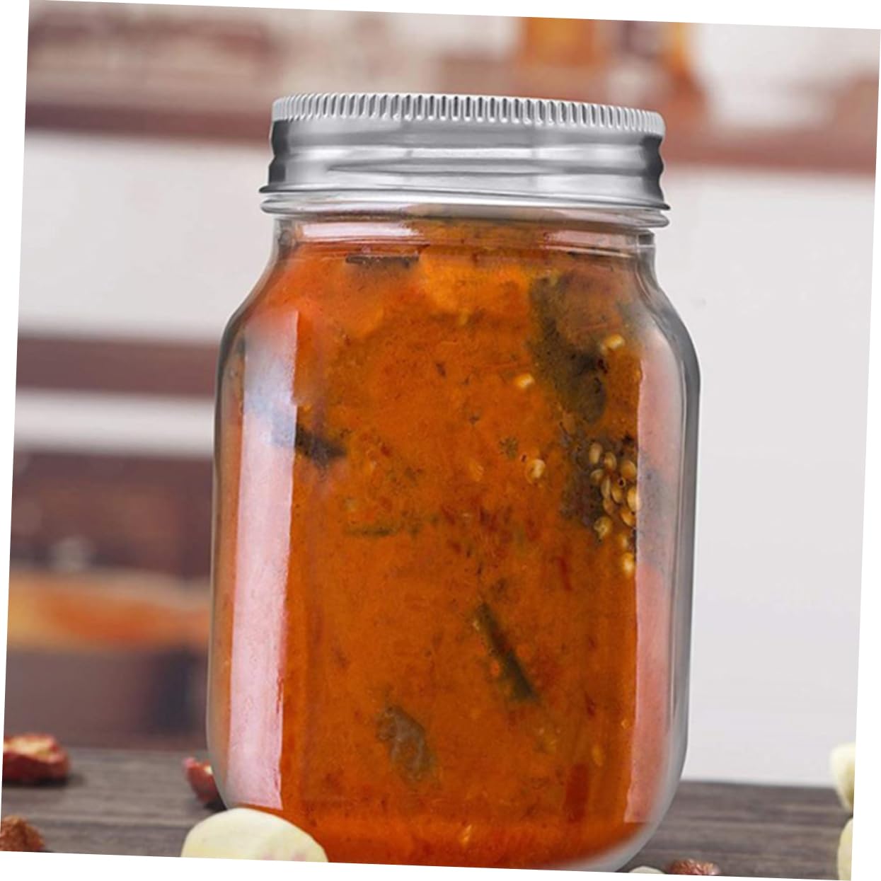 MAGICLULU Contenitori Ermetici per Alimenti in Vetro 6 Pezzi da 500ml con Coperchio Riutilizzabili e Versatili per Casa e Ristorante Barattoli Bocca Larga