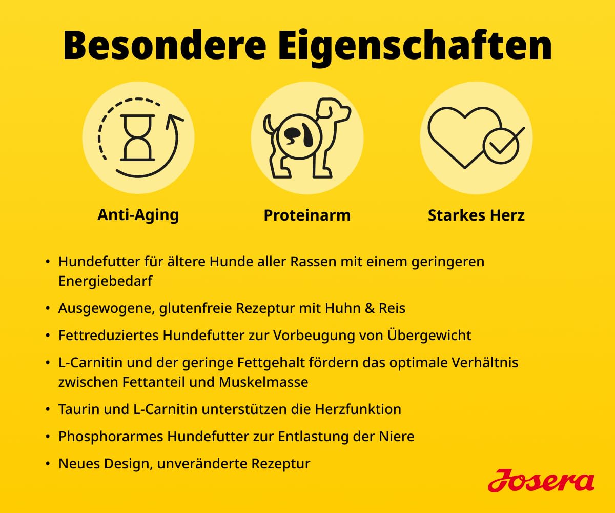 JOSERA Balance (1 x 12,5 kg) | Senior | Premium Trockenfutter mit Huhn & Reis für ausgewachsene ältere Hunde | phosphorarm - mit wenig Fett & Protein speziell für Senioren | glutenfrei | 1er Pack