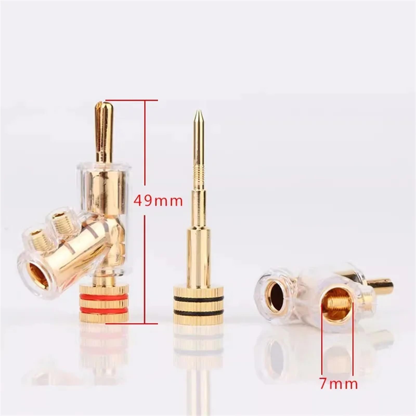4 cavi per altoparlante bloccabili, placcati in oro 24 K, con connettore a banana (nero, 4 pezzi)