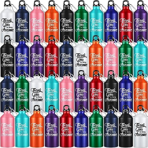 Uiifan 40 Pcs Employee Appreciation Gifts 20 oz Aluminum Water Bottle Thank You for Being Awesome Water Bottle Lightweight with Twist Cap Buckle Team Gifts for Coworker Teacher Staff(Multicolored)