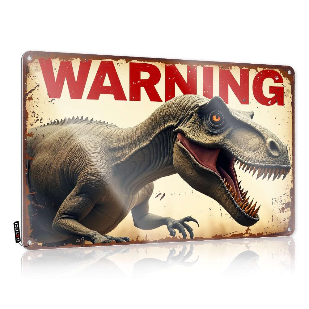Fzfn Colour Back Porch Decor, Poster Gate Soft Area Warning: Dinosaur Danger Ahead! | Rustic Clean Wall Art(30X40cm)