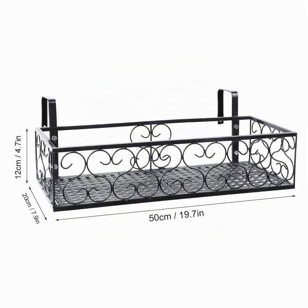 Support Pot de Fleurs, Pots Suspendus Balcon Stockage de Plantes Fer avec Crochet Amovible pour Clôture, Jardin, Mur Décor
