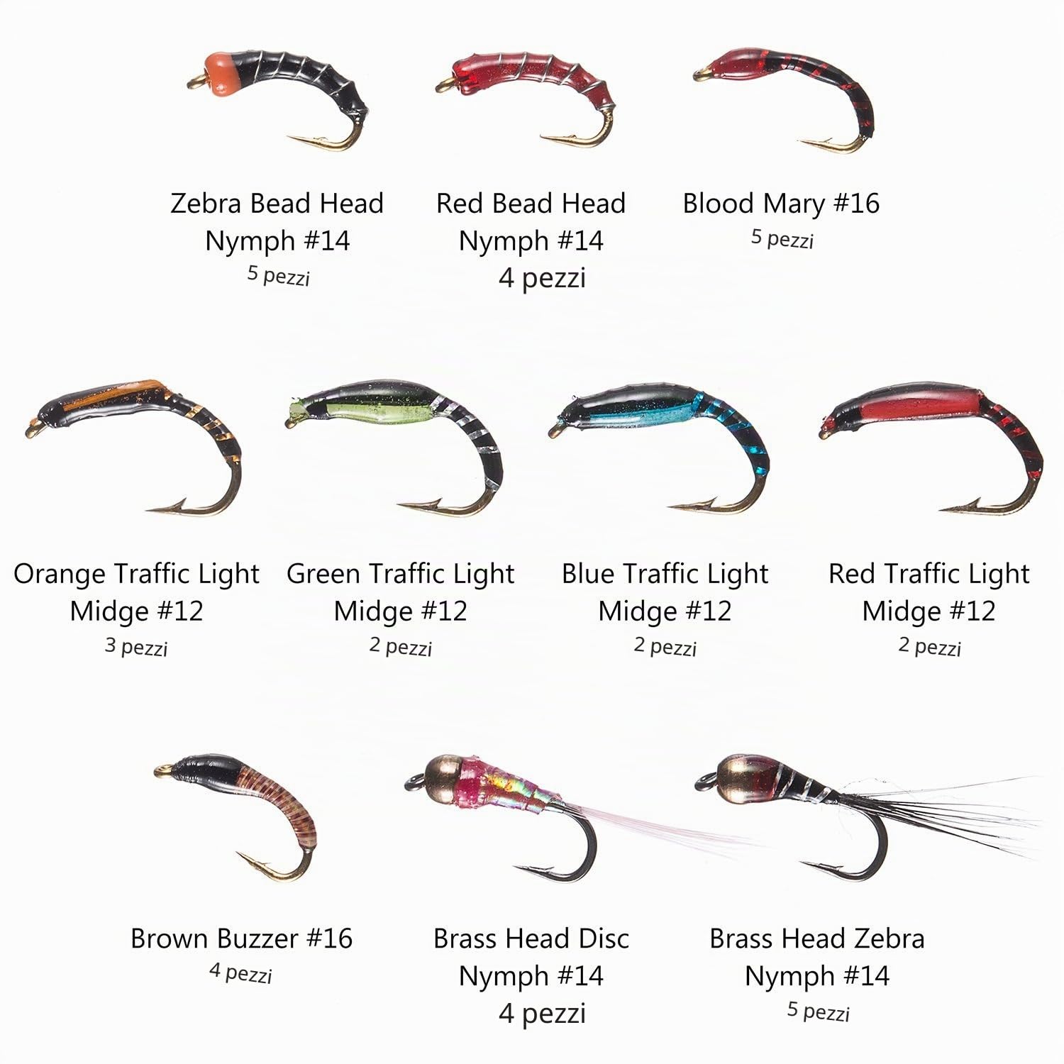 Bassdash Pesca Mosche Artificiali Esche Set Assortimento di Mosche Trota Bass con Fly Box Pezzi con Mosche secche/bagnate, ninfe, Stelle filanti, Popper