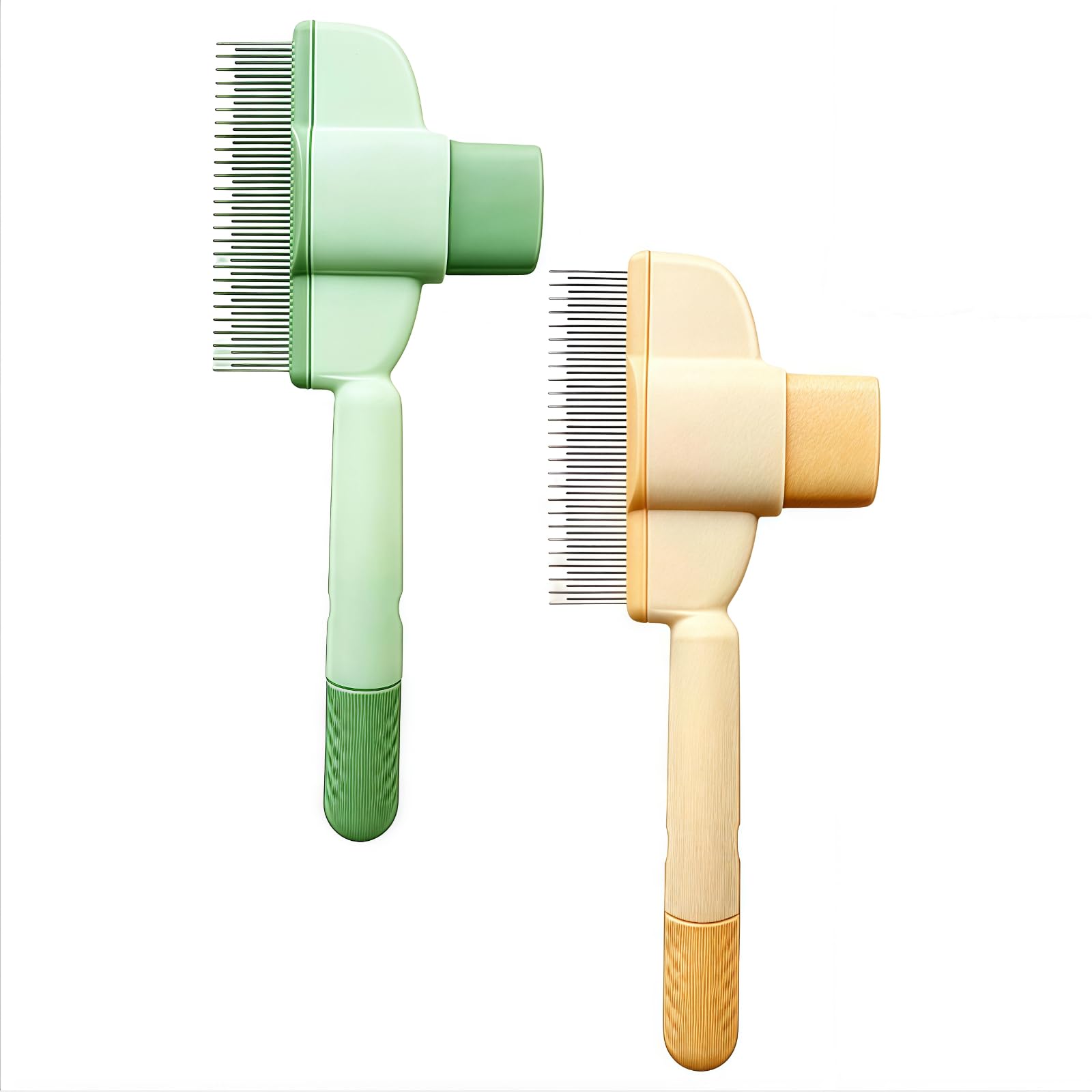 Flea Comb for Cats,2PCS Flea Combs for Dogs Durabled and Convenient Self-Cleaning Pet Combs with Shedding Button Pet Grooming Comb for Short Long Curly Hair Kitten Puppy Pets
