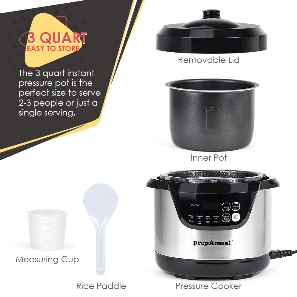 3 Quart Pressure Cooker 8 IN 1 Multi Use Programmable Instant Cooker Electric Pressure Pot with Slow Cook Rice Steamer Saute Brown Warmer | Small Pressure Cooker Multi Use Programmable Slow C product thumbnail 8