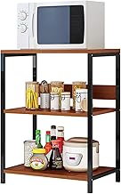 وحدة أرفف للمطبخ والخباز، عربة تخزين برفوف من 3 طبقات لفرن الميكروويف، رف تخزين لدولاب المطبخ وأدوات المائدة من لومانج، (اللون: اسود، المقاس: 60 × 35 × 66 سم)