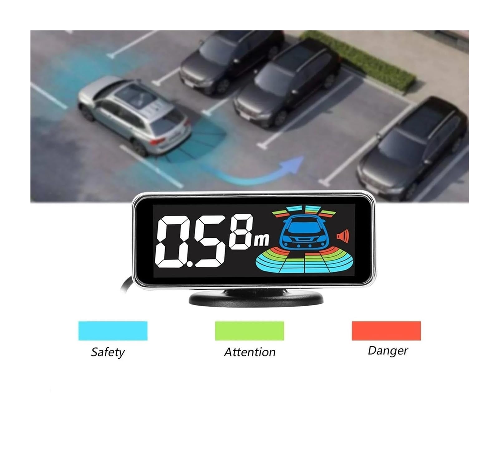Sensor Aparcamiento Radar Marcha Atrás Trasero para Coche Detección Distancia 4/8" Y Advertencia Sonora Sensor De Aparcami