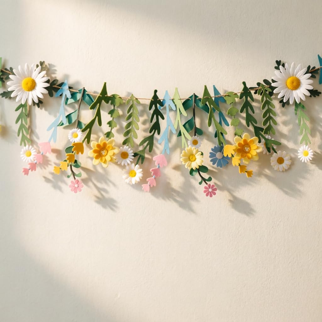 Double-Sided Waterproof Garland - Floral Party Decorations with Daisy Design for Weddings, Birthdays & Spring Celebrations - Eco-Friendly & Reusable Hanging Decor (2.5m)